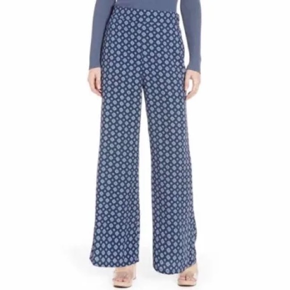 Leith Pants - LEITH Blue Wide Leg Printed Pants PLUS Size 4X